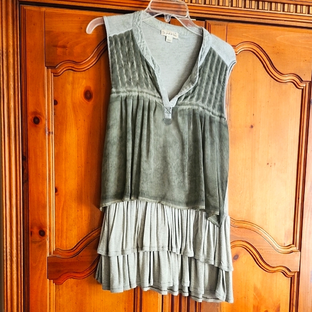Live & Let Live Layered Tank Top - Muted Green